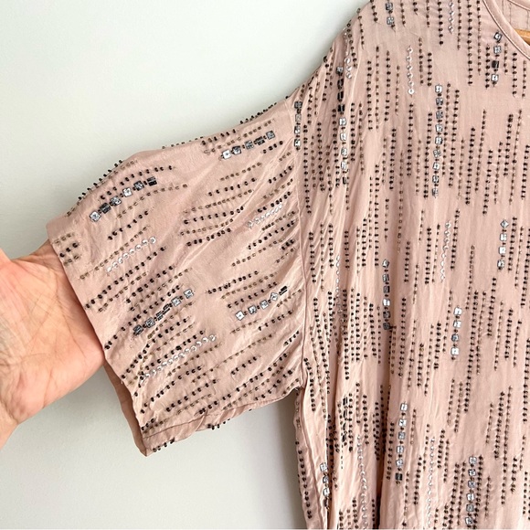 ANTHROPOLOGIE x Velvet Jonelle Beaded Sequins Viscose Boho Top Blouse Sz M NWT - Picture 4 of 14